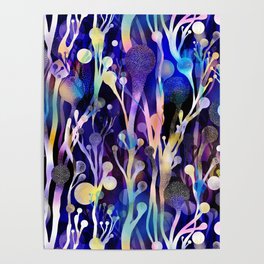 Space Seaweed Otherworldly Botanicals Abstract Flowers Poster