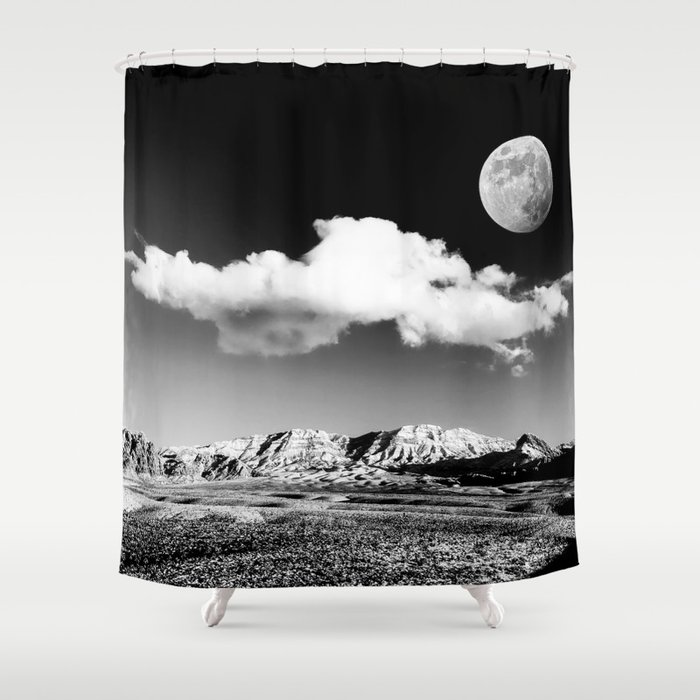 Black Desert Sky & Moon // Red Rock Canyon Las Vegas Mojave Lune Celestial Mountain Range Shower Curtain