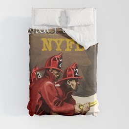 New York Fire Department (NYFD) Under Control fire fighting gouache and ink art, circa 1910 by Edward Hopper, Duvet Cover