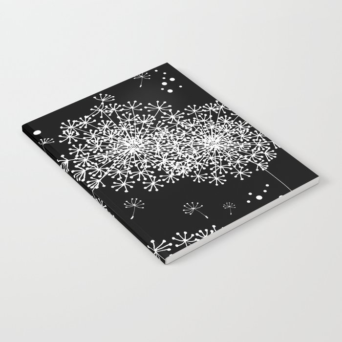 DANDELION SNOWFLAKE BLACK Notebook
