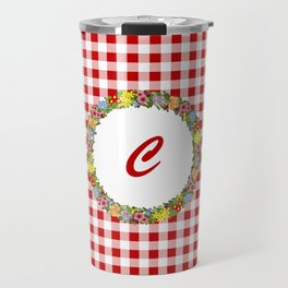 Floral Monogram - red C Travel Mug
