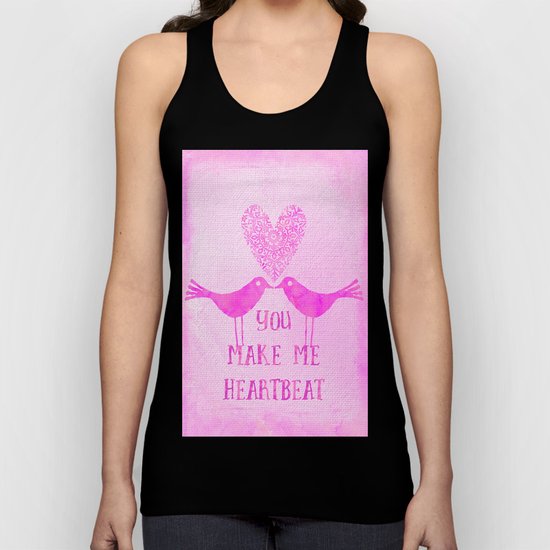 You make me heartbeat cute little bird couple Unisex Tank Top