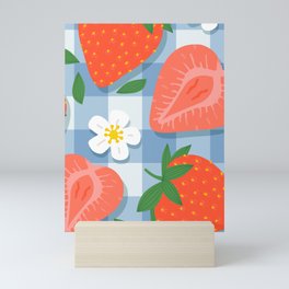 Strawberry fruit picnic seamless pattern illustration Mini Art Print