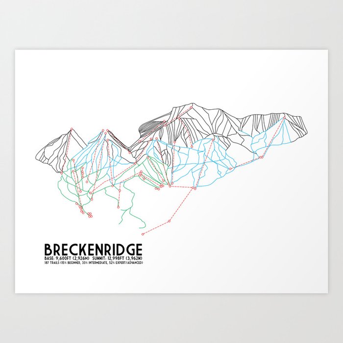 Breckenridge, CO - Minimalist Trail Map Kunstdrucke Breckenridge, CO - Minimalist Trail Map Kunstdrucke