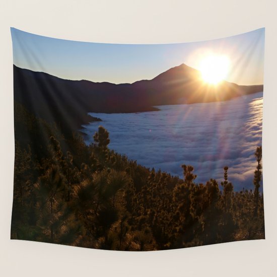 Sunset Canary Islands Forest And Volcano Teide In Tenerife Wall Tapestry By Chloeyzoardphotography Society6