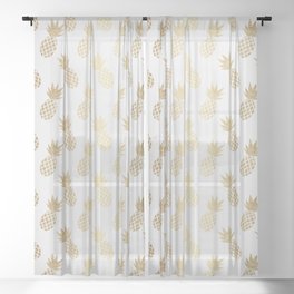 Gold Pineapple Pattern Sheer Curtain