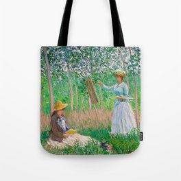 Claude Monet - In the Woods at Giverny - Blanche Hoschedé at Her Easel with Suzanne Hoschedé Reading (1887) Tote Bag