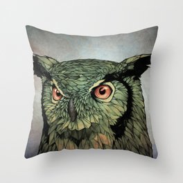 Owl - Red Eyes Throw Pillow