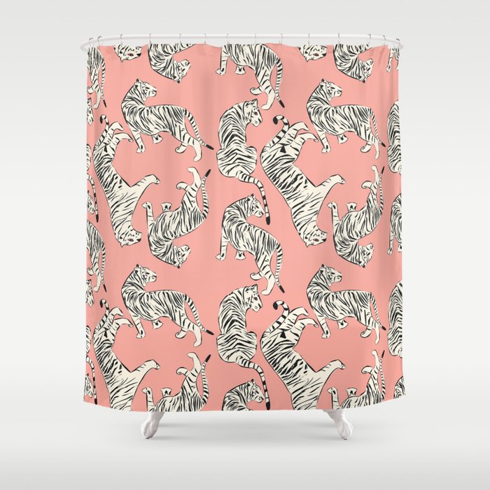 Pink Tiger Pattern 006 Shower Curtain