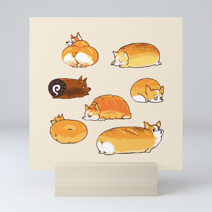 Bread Corgis Mini Art Print