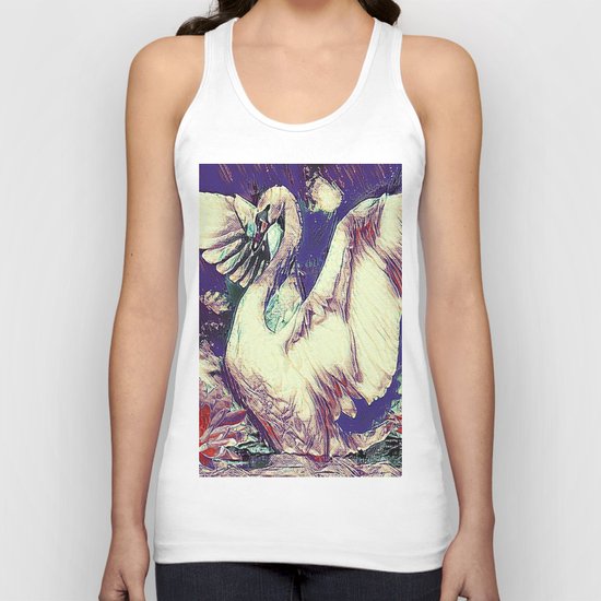 WHITE SWAN PURPLE & PINKISH MODERN WATER DESIGN Unisex Tank Top