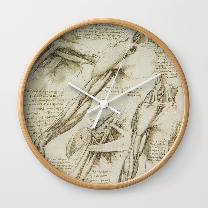 Leonardo Da Vinci human body sketches - arms Wall Clock