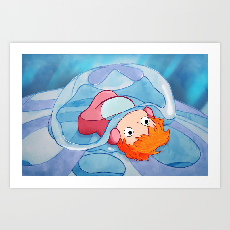 Ponyo Peeks From The Bubble Art Print By Dksartdesign Society6