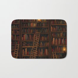 Night library Bath Mat | Stairs, Painting, Digital, Knowledge, Dust, Typography, Fear, Cobwebs, Fire, Ray 