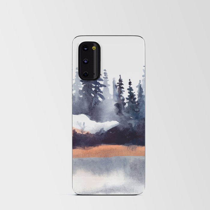 Winter Landscape With Pine Trees And Snow Watercolor Android Card Case