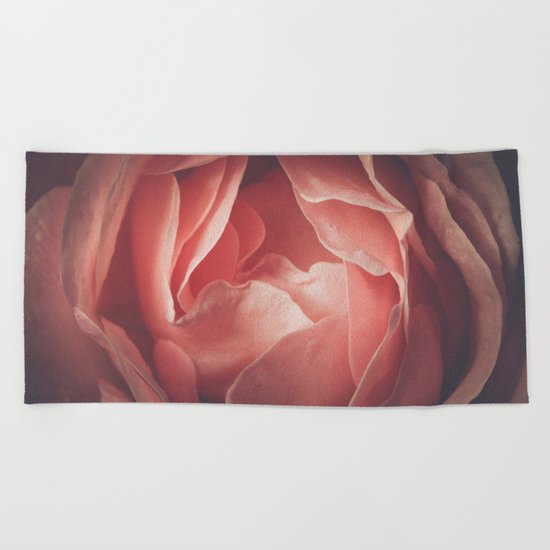 Pastel pink rose flower blossom Beach Towel