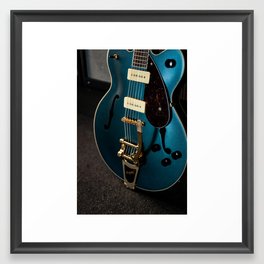 Close up Blue Guitar body | Instrument Photography | Colorful Guitar Framed Art Print