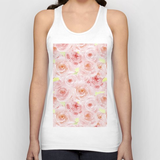 Rose pattern- Beautiful watercolor roses background Unisex Tank Top