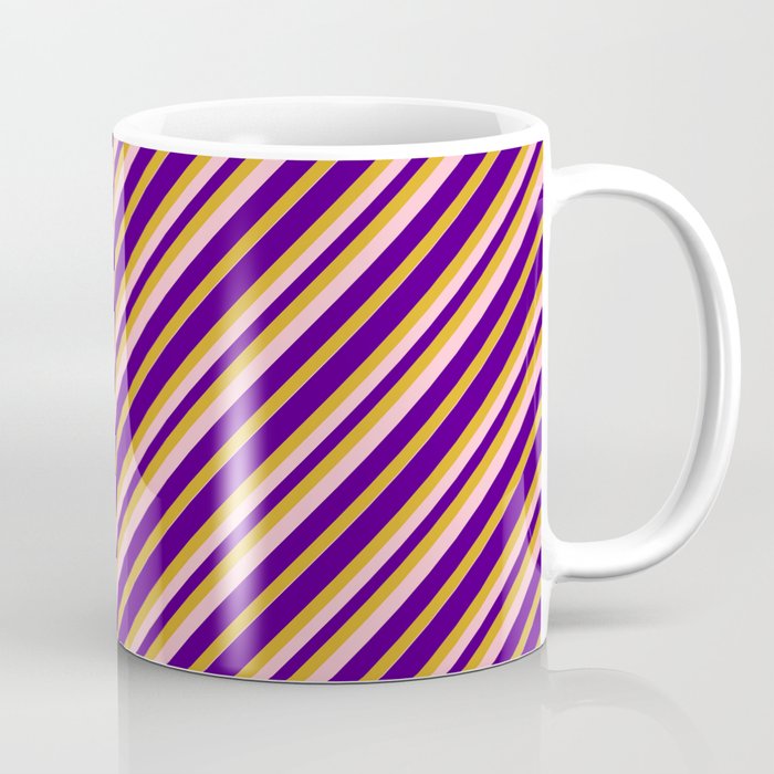Indigo, Goldenrod & Pink Colored Pattern of Stripes Coffee Mug