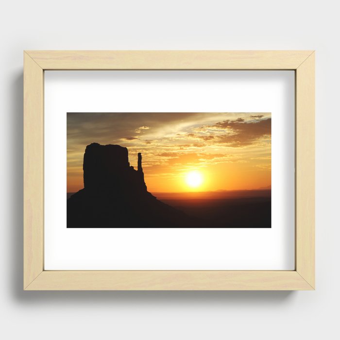 Sunrise over Monument Valley West Mitten Butte Recessed Framed Print