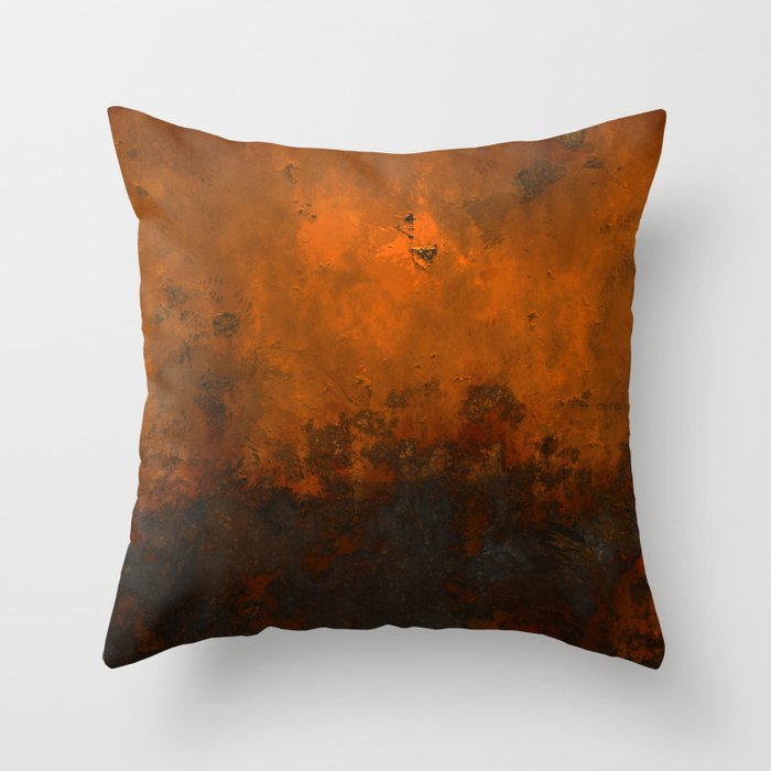 Grunge dark orange rustic wall Throw Pillow