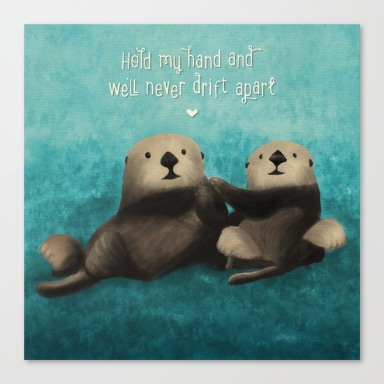 Sea Otters in Love Canvas Print