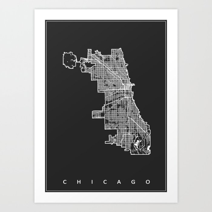 CHICAGO MAP Art Print by Nicksman Society6