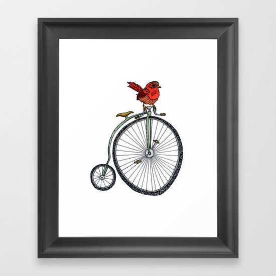 bird on a bicycle. Framed Art Print