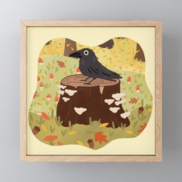 Woodland Crow Framed Mini Art Print