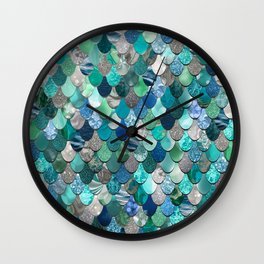 Mermaid Art, Sea,Teal, Mint, Aqua, Blue Wall Clock