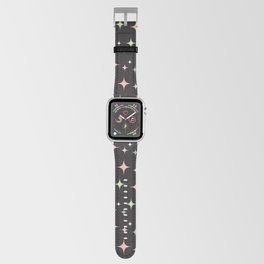 Retro Twinkling Star Wallpaper Pattern on Black Apple Watch Band