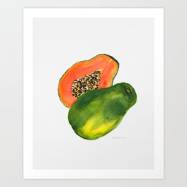 Watercolor Papaya Art Print