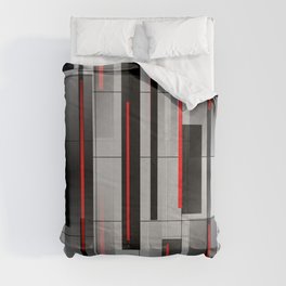 Off the Grid - Abstract - Gray, Black, Red Comforter