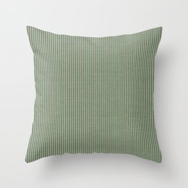 Green Linen Striped Throw Pillow