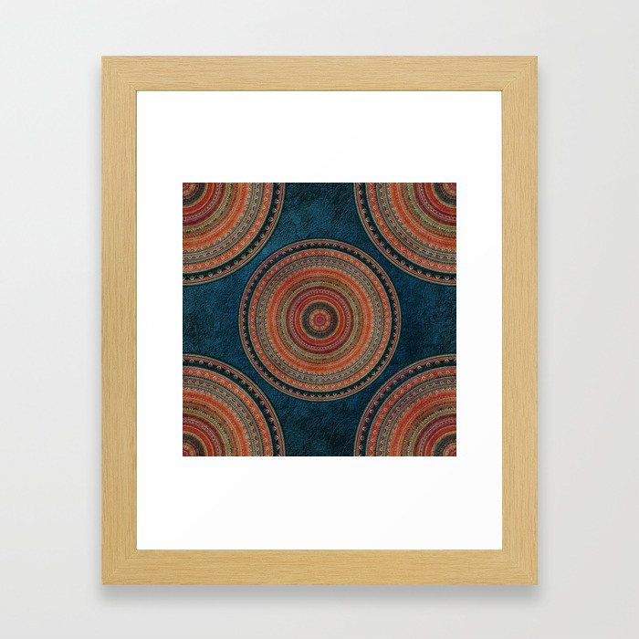 Earth Tone Colored Mandala Framed Art Print