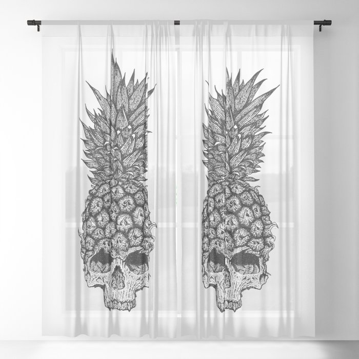 pineapple skull Sheer Curtain