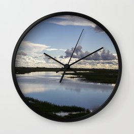 South Africa Photography - Pond Under The Blue Cloudy Sky Wall Clock