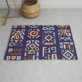 Abstract Colorful African Designs Pattern in Retro Style. Rug