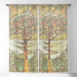 Louis Comfort Tiffany - Stained glass. Tree of life Sheer Curtain