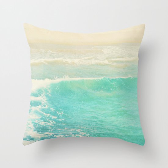 beach ocean wave. Surge. Hermosa Beach photograph Throw Pillow