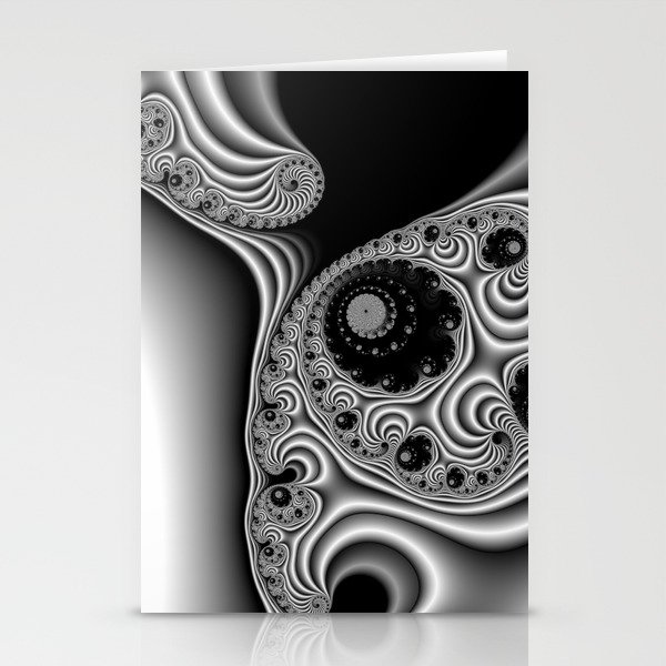 Black and White Fractal 12 Stationery Cards