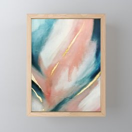 Celestial [3]: a minimal abstract mixed-media piece in Pink, Blue, and gold by Alyssa Hamilton Art Framed Mini Art Print