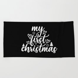 My First Christmas Holiday Lettering Beach Towel