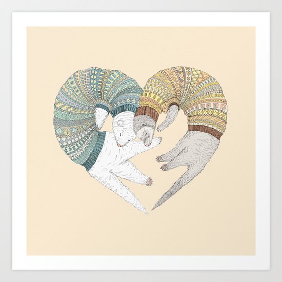 Ferret Sleep Love Art Print
