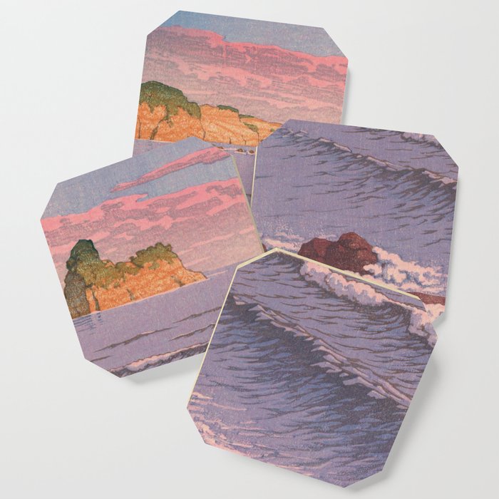 Japanese Woodblock art Ocean Sunset Coaster