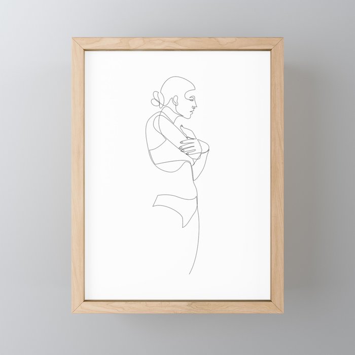 linear figure Framed Mini Art Print