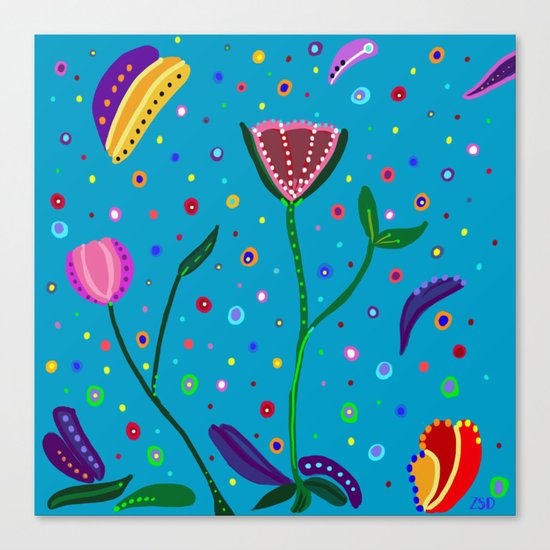 Flowers at Dusk, drawing Canvas Print