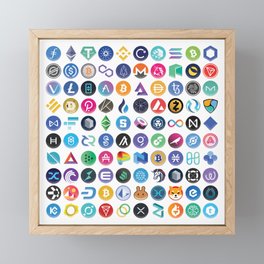Crypto Icons Mosaic Square | Bitcoin, Ethereum, Solana, Cardano, SHIB Framed Mini Art Print