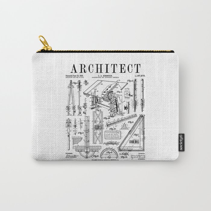 Architect Architecture Student Tools Vintage Patent Print Carry-All Pouch