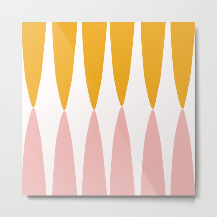 Abstract Shapes 107 Pattern in Mustard Yellow and Pale Pink  Metal Print